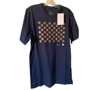 Nike Dri-Fit USA Basketball Navy Tee Shirt Gold Basketball Print Mens Small